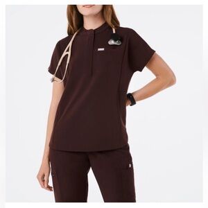 Figs Espresso Montex Scrub Top Size Small